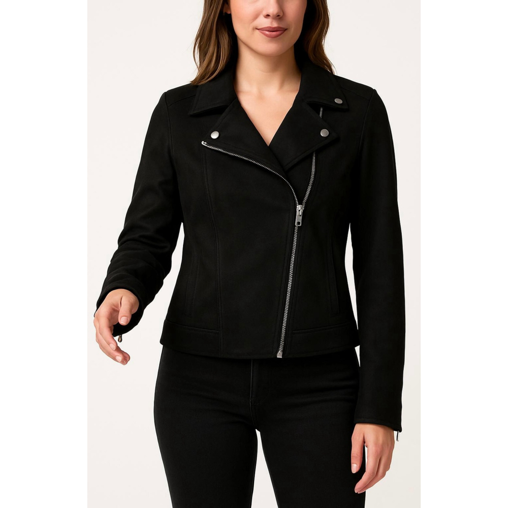 Women's‎ Old Navy Black Faux Suede Moto Jacket Sz Sm Streetwear Grunge Edgy Chic